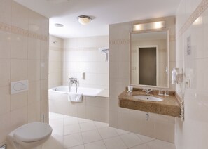 Standard Double or Twin Room | Bathroom | Combined shower/tub, hair dryer - Hotel Aramis (Prague)