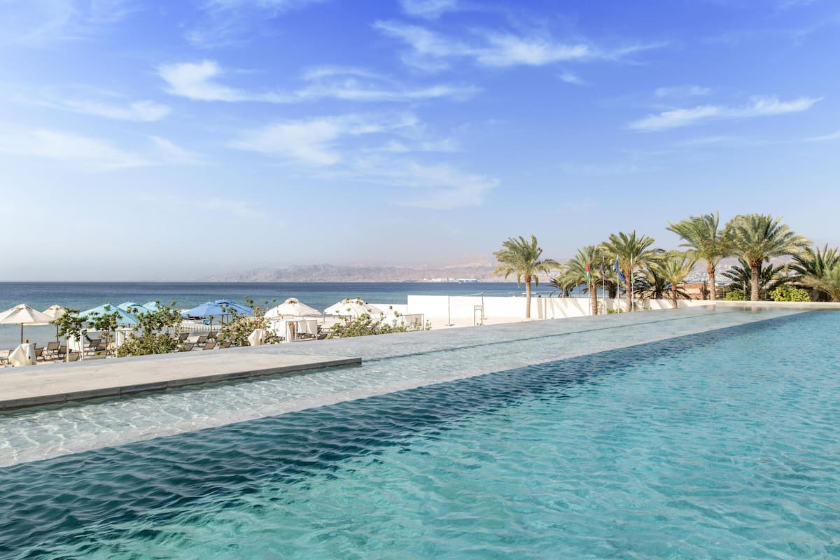 outdoor pool, pool umbrellas