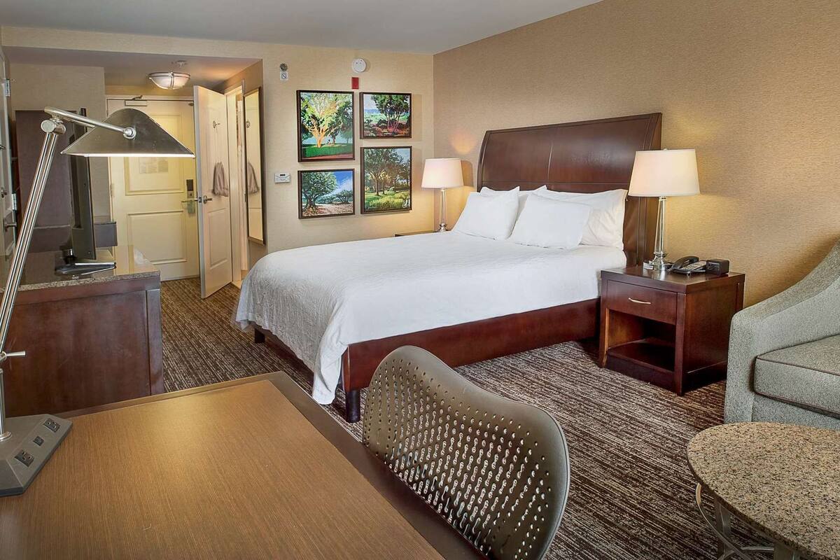 In-room safe, laptop workspace, iron/ironing board, cribs (free)
