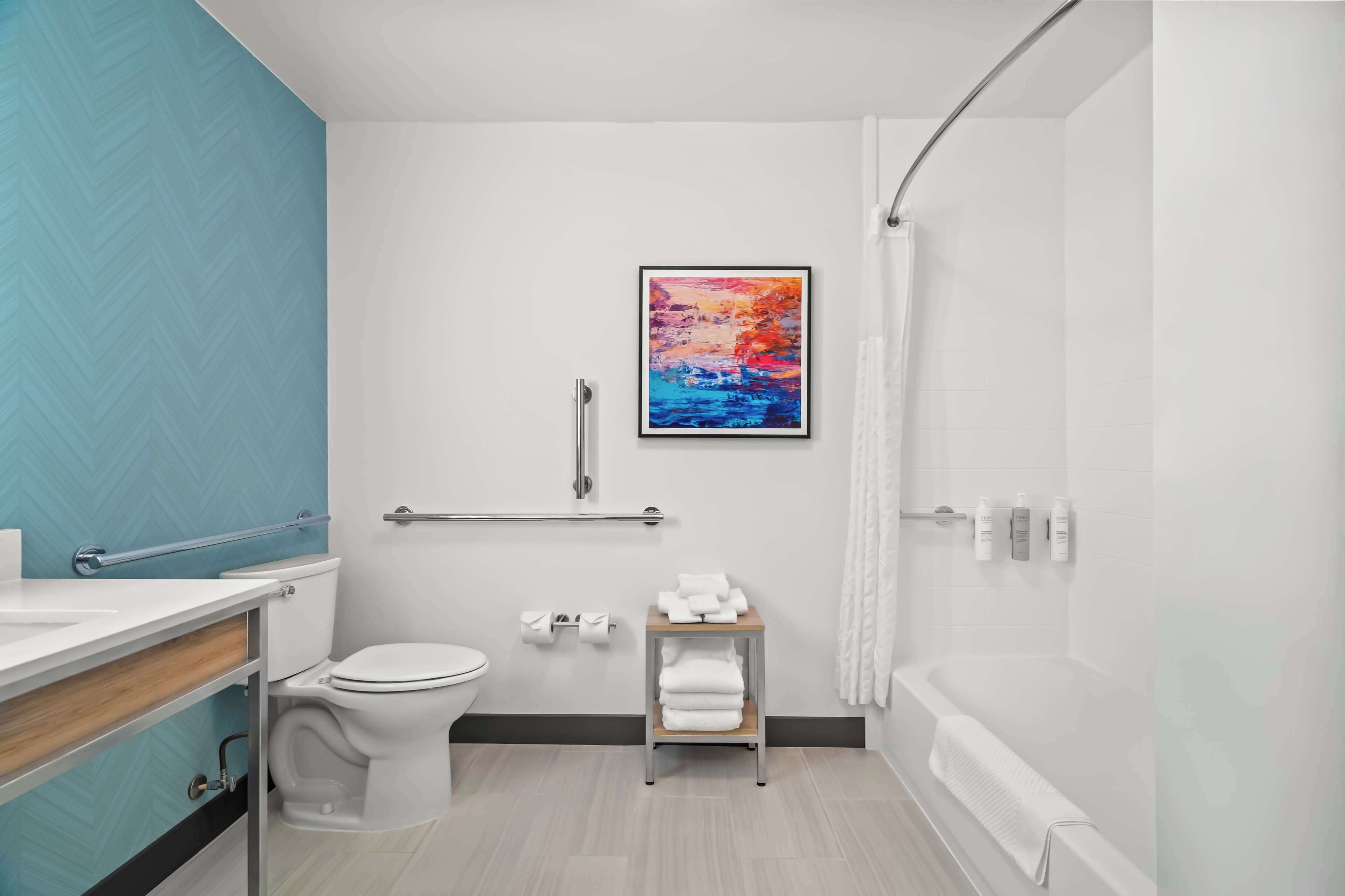 free toiletries, hair dryer, towels