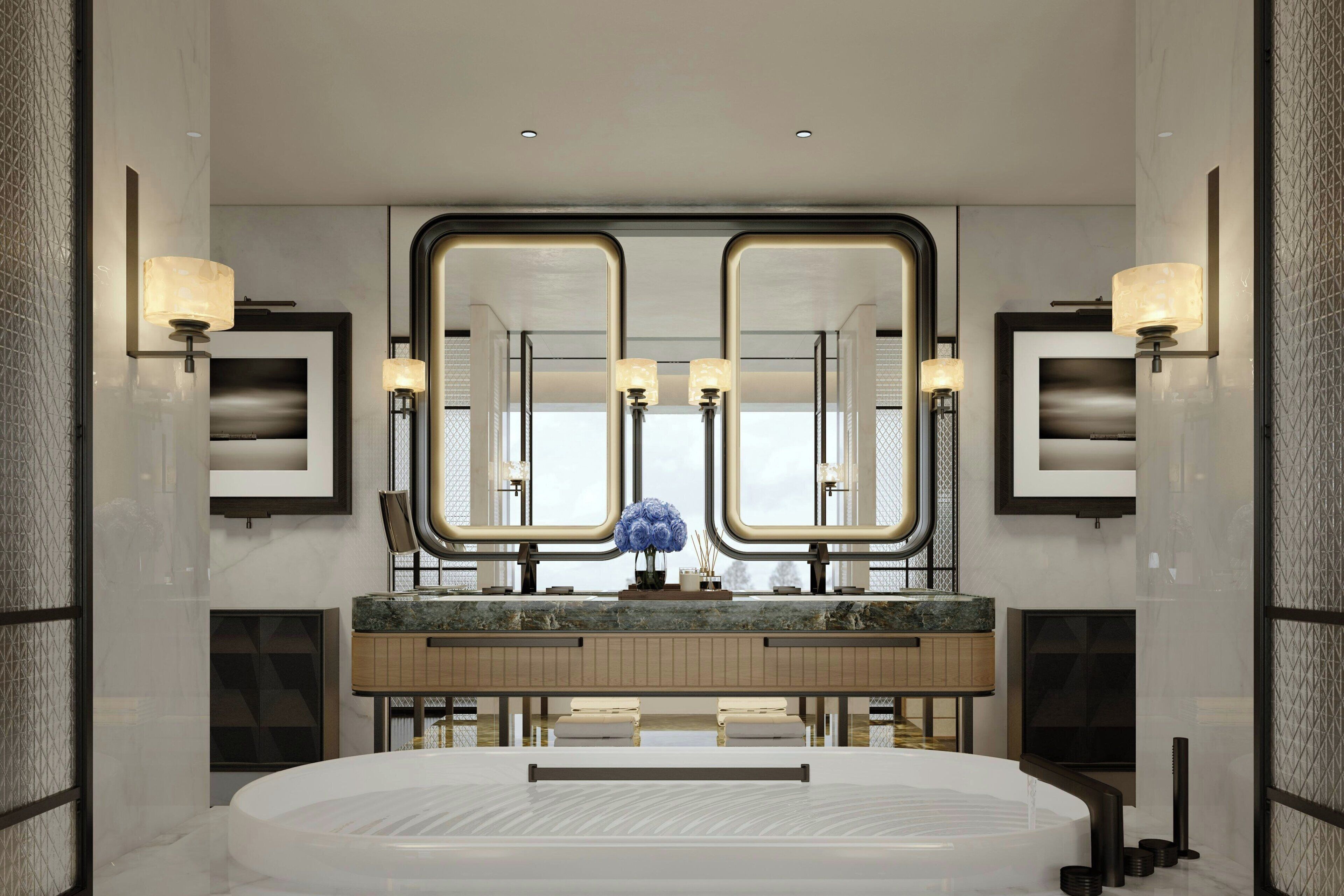 Bañera y ducha independientes, cabezal de ducha tipo lluvia