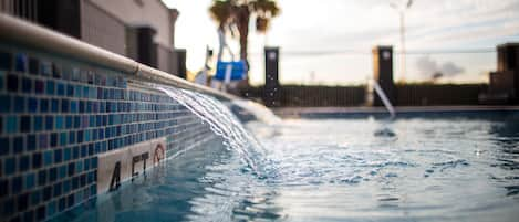 Outdoor pool, pool loungers