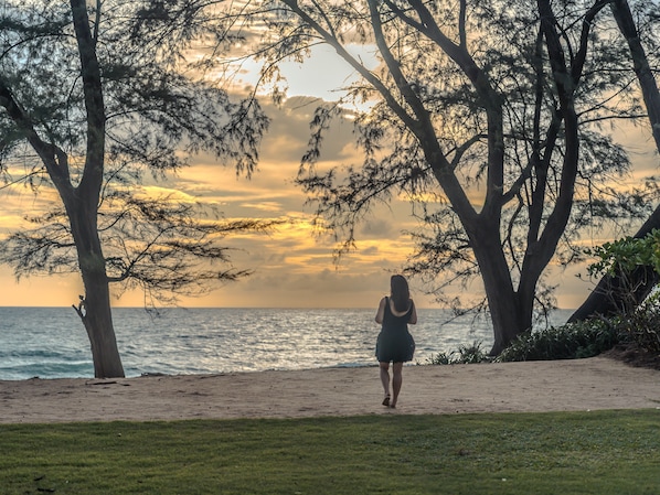 A person walking along a beach path with trees and the ocean in the background. - SALA Phuket Mai Khao Beach Resort (Mai Khao)