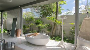 Two Bedroom Pool Villa Suite | Bathroom | Separate bathtub and shower, deep-soaking bathtub, rainfall showerhead