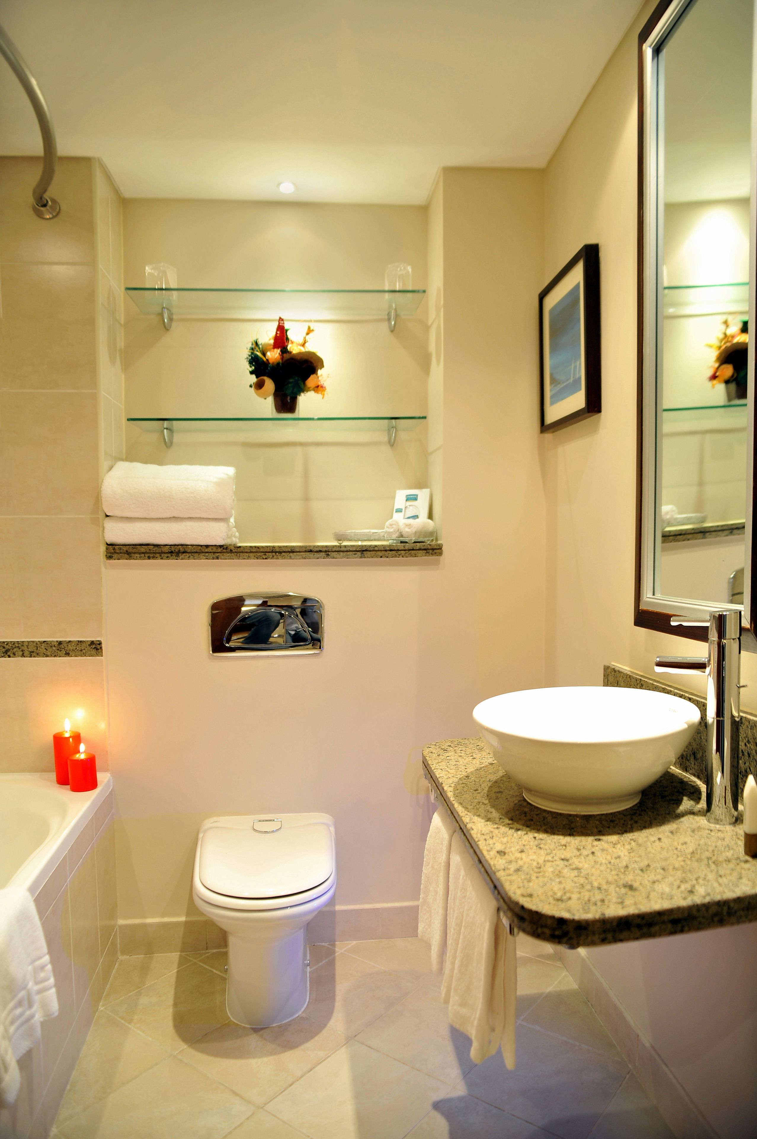 bathtub, free toiletries, hair dryer, bathrobes