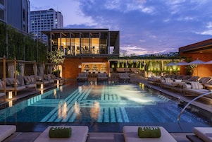 2 outdoor pools, open 7:00 AM to 7:00 PM, pool umbrellas, sun loungers
