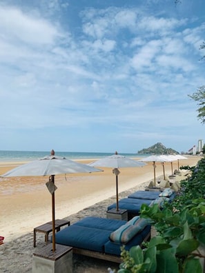 On the beach, white sand, beach bar