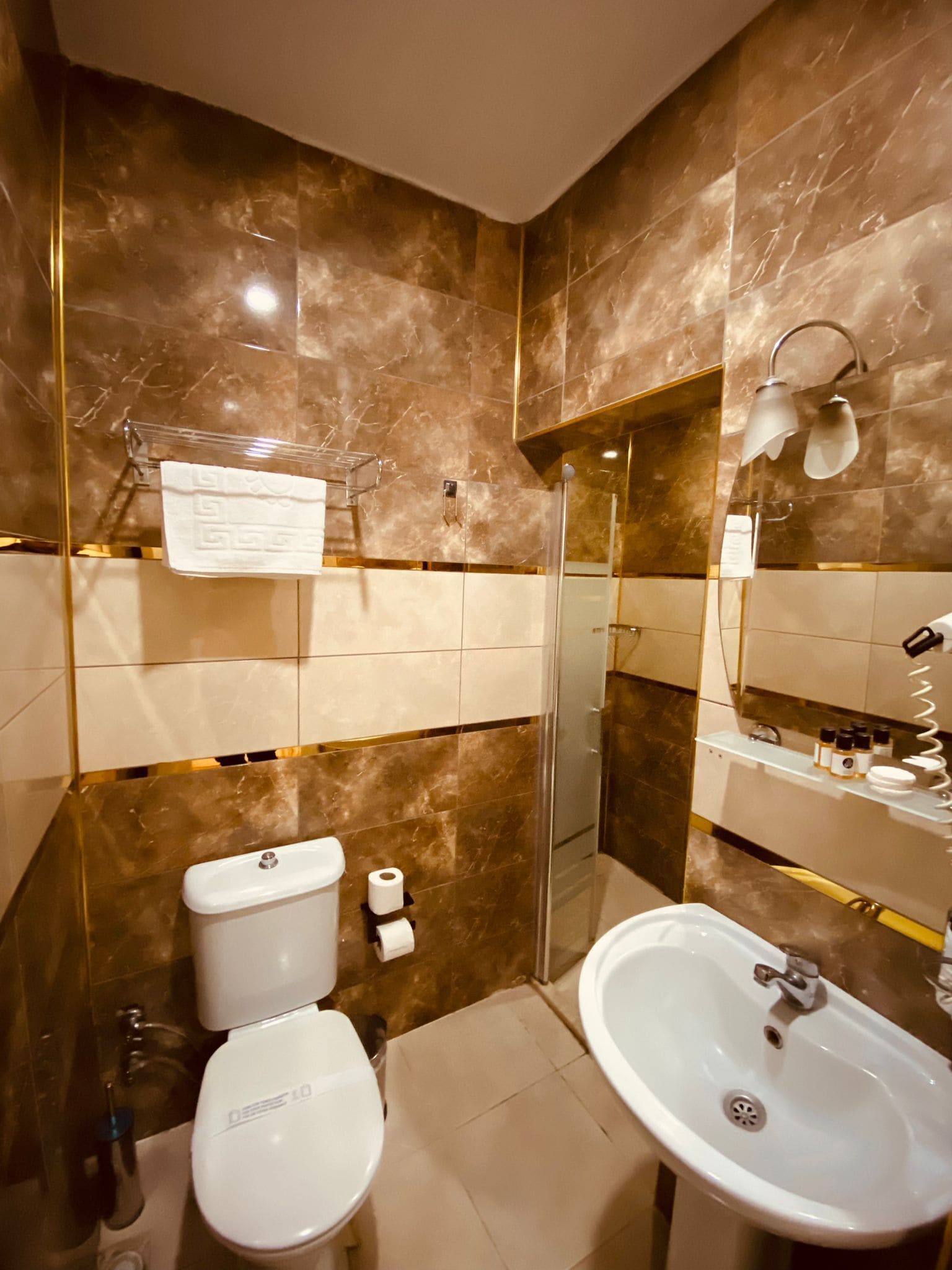 standard double or twin room | bathroom | shower, free toiletries, hair dryer, dressing gowns