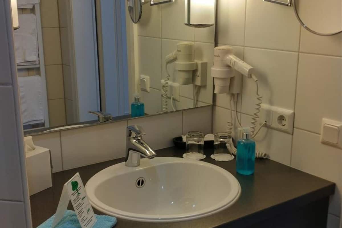 free toiletries, hair dryer, towels