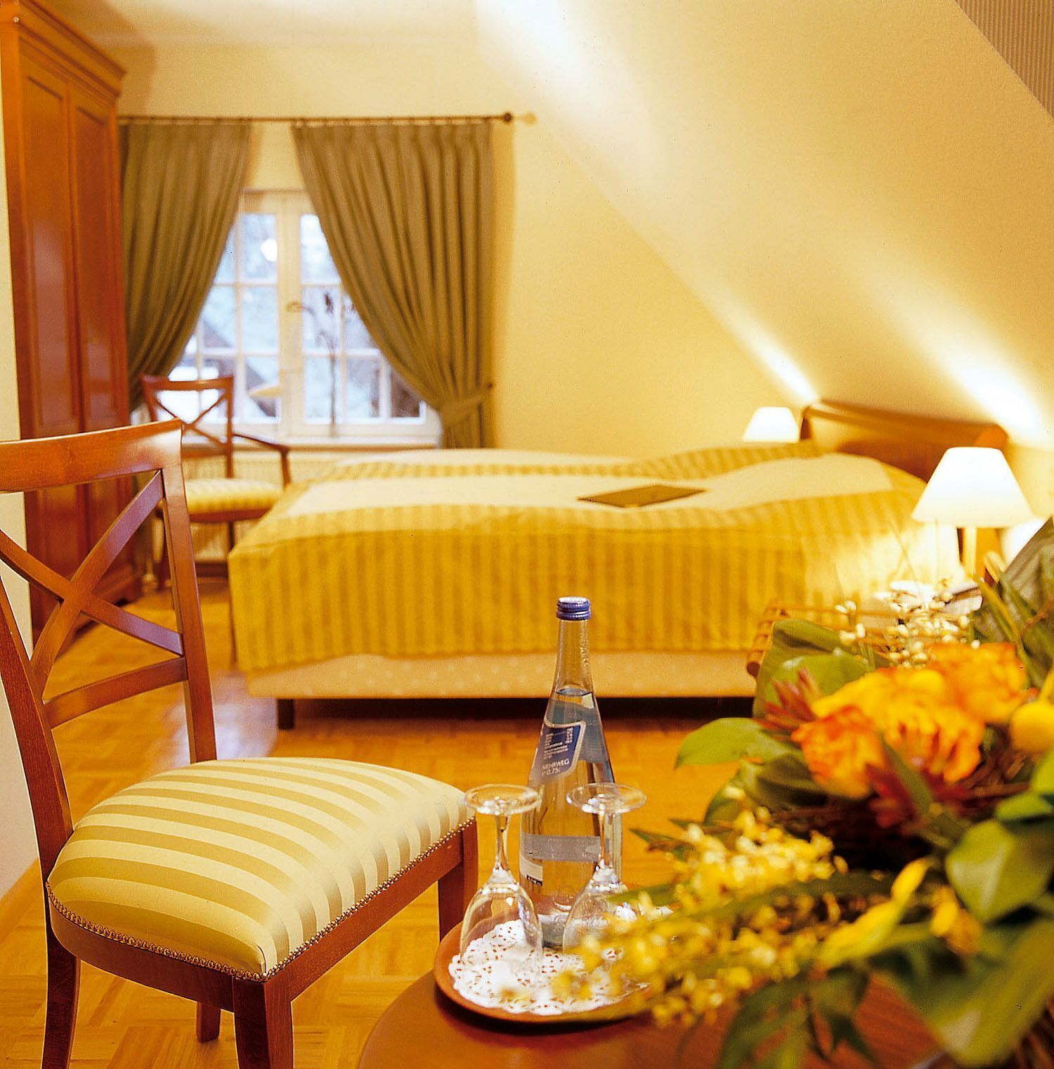 Premium bedding, down comforters, pillowtop beds, blackout drapes