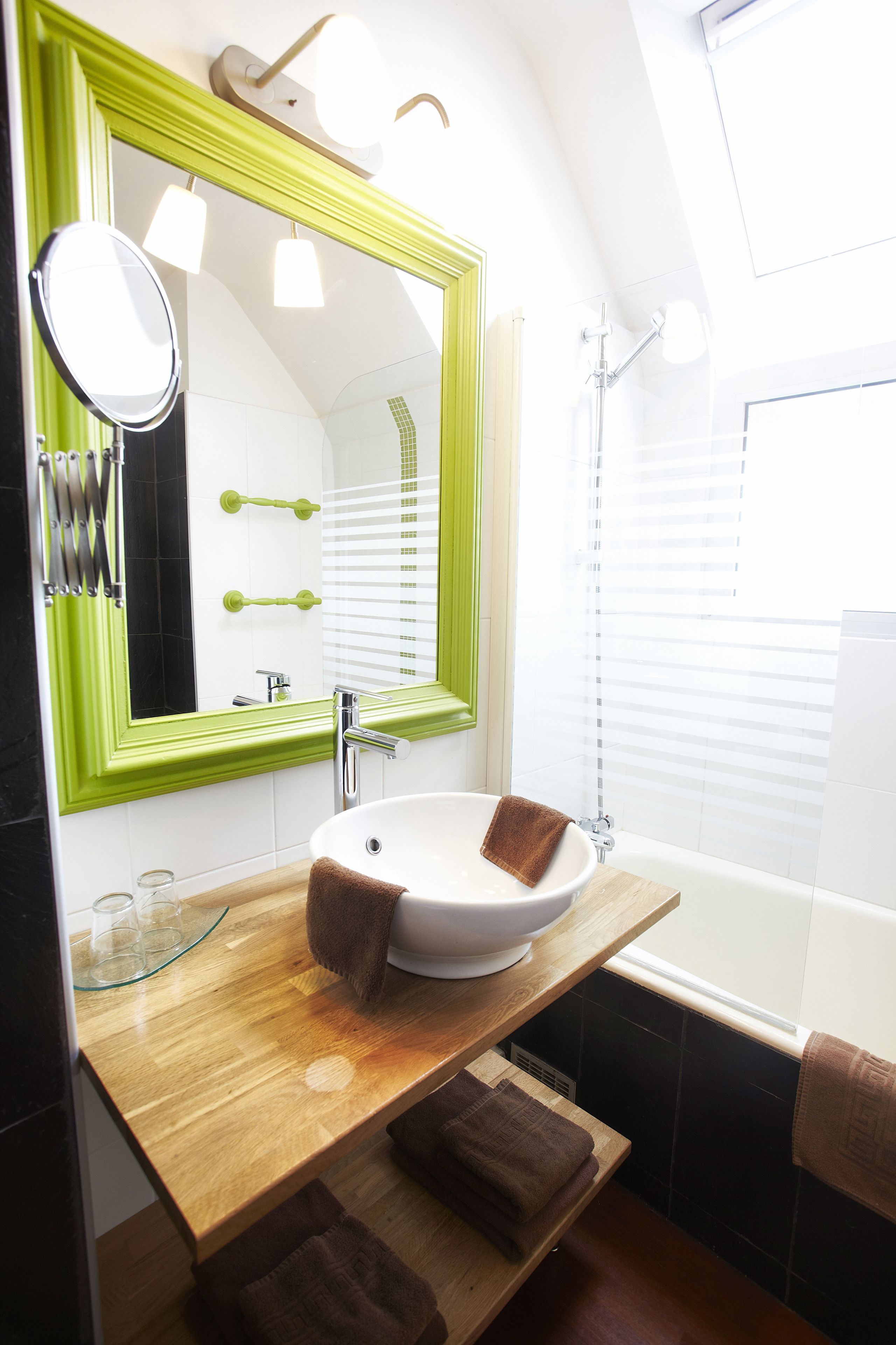 shower, hair dryer, bathrobes, towels