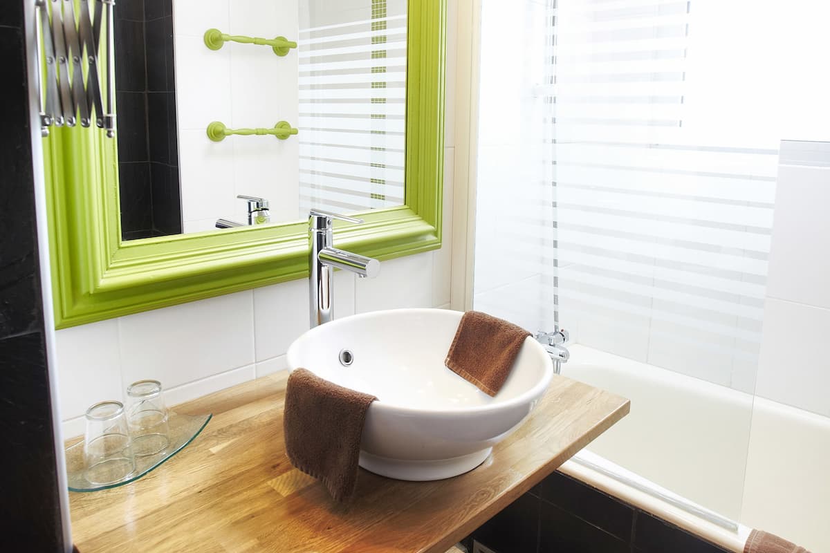 shower, hair dryer, bathrobes, towels