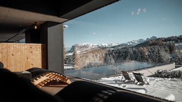 Indoor pool, outdoor pool, pool loungers