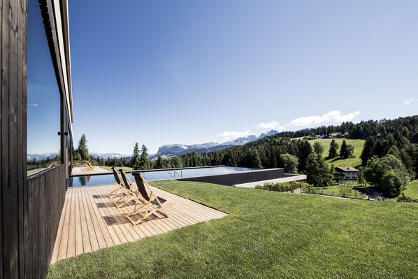 Indoor pool, outdoor pool, pool loungers