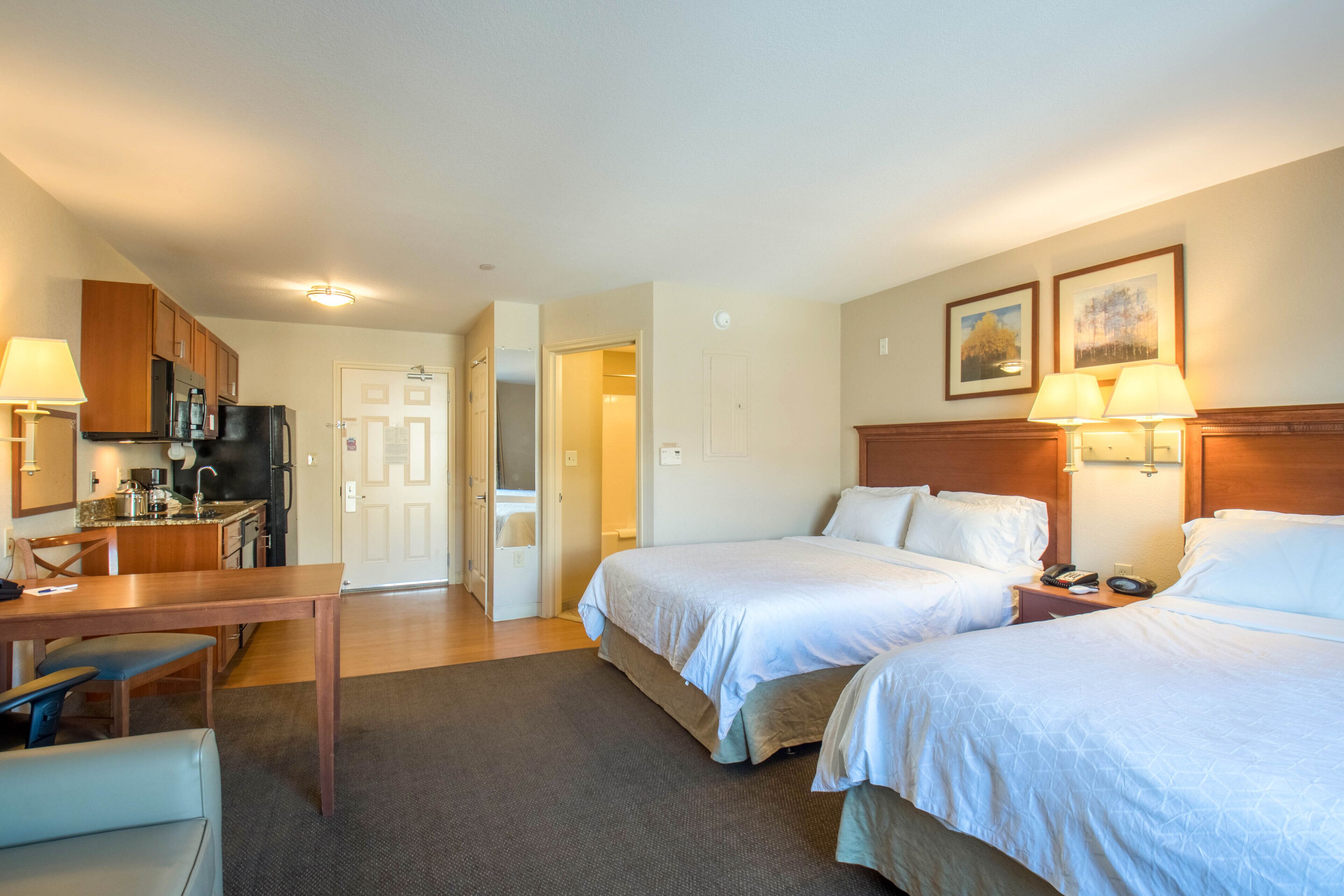 studio suite, 2 queen beds | desk, laptop workspace, blackout curtains, iron/ironing board