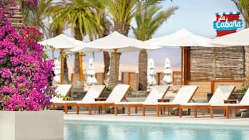 Outdoor pool, open 8:00 AM to 7:30 PM, pool umbrellas, pool loungers
