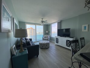 Resort Suite/ RS1106 | Living area | TV - Lovers Key Resort by Check In Vacation Rentals (Fort Myers Beach)
