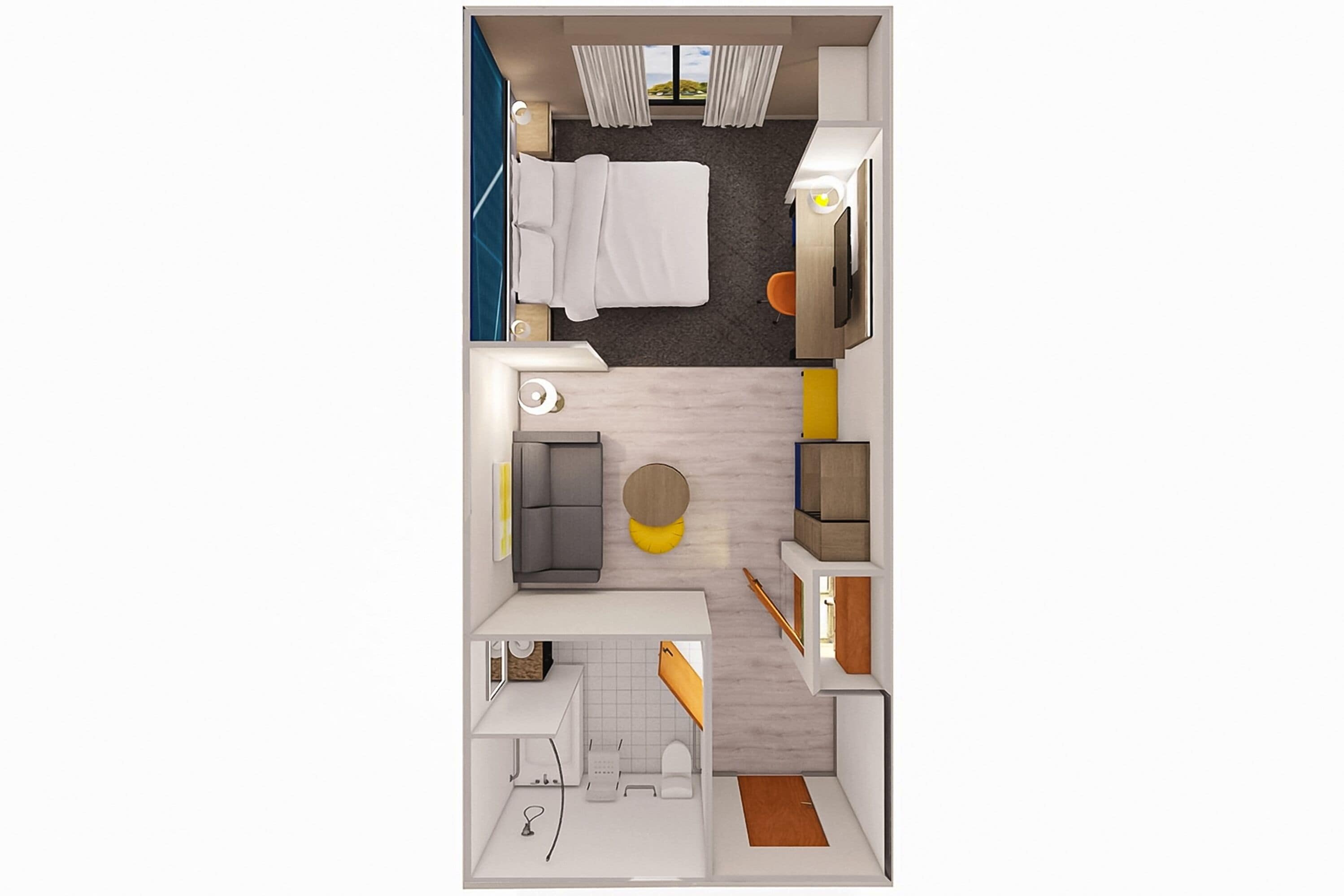 suite, 1 king bed with sofa bed, accessible, non smoking | floor plan