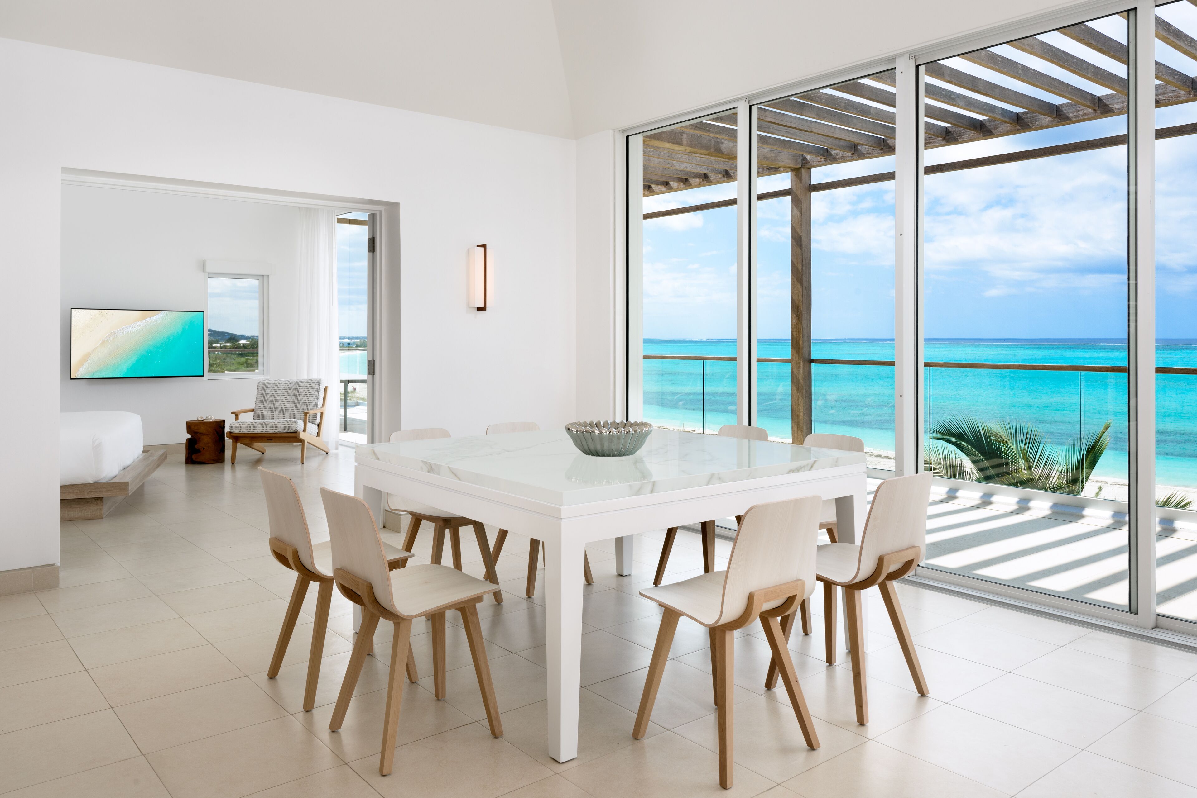 lcd tv, dvd player, ipod dock, pay films