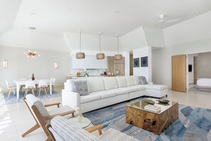 Penthouse, 1 Bedroom (Suite) | Living area | LCD TV, DVD player, iPod dock, pay movies - Wymara Resort and Villas (Providenciales)