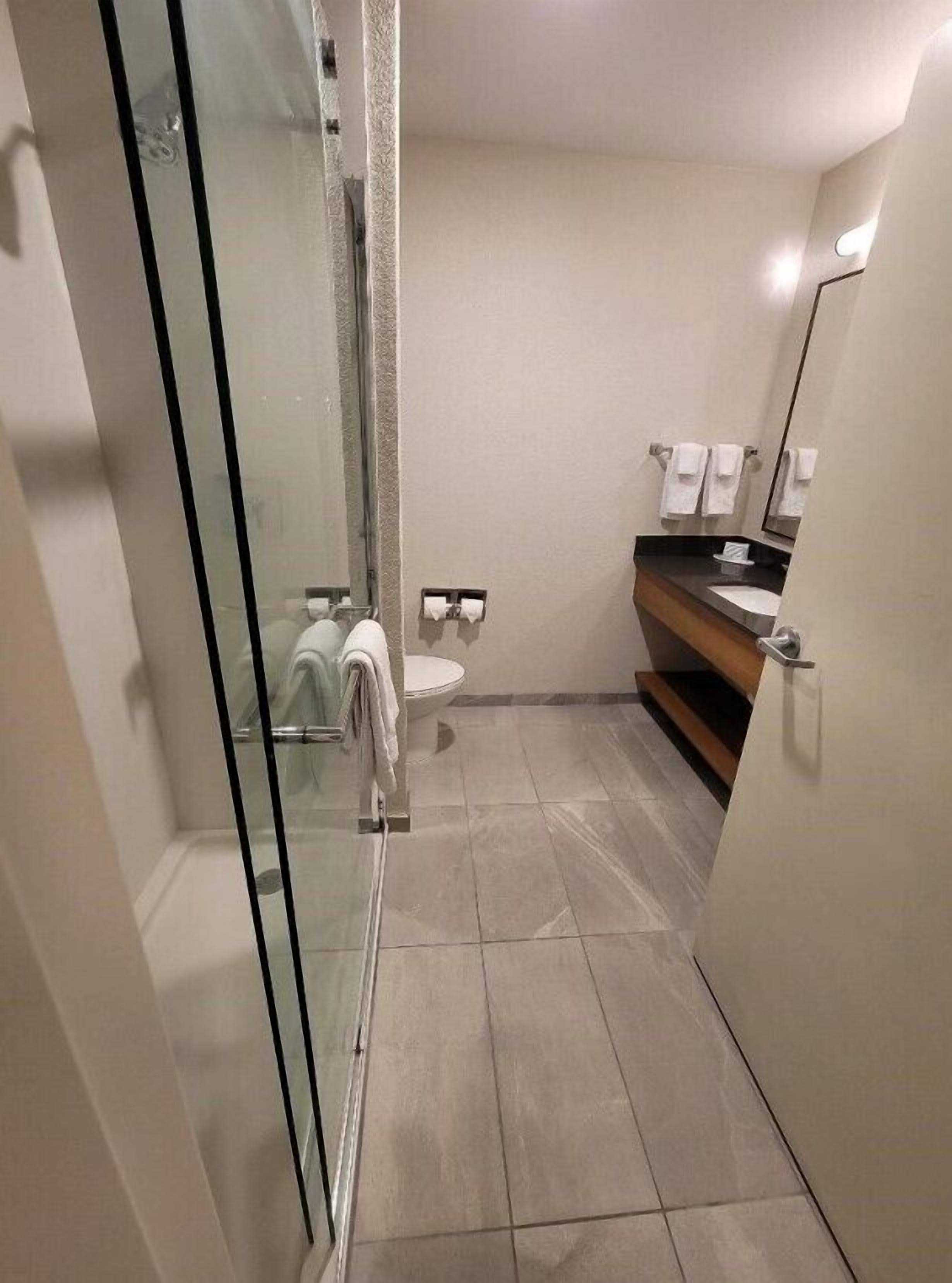 free toiletries, hair dryer, towels