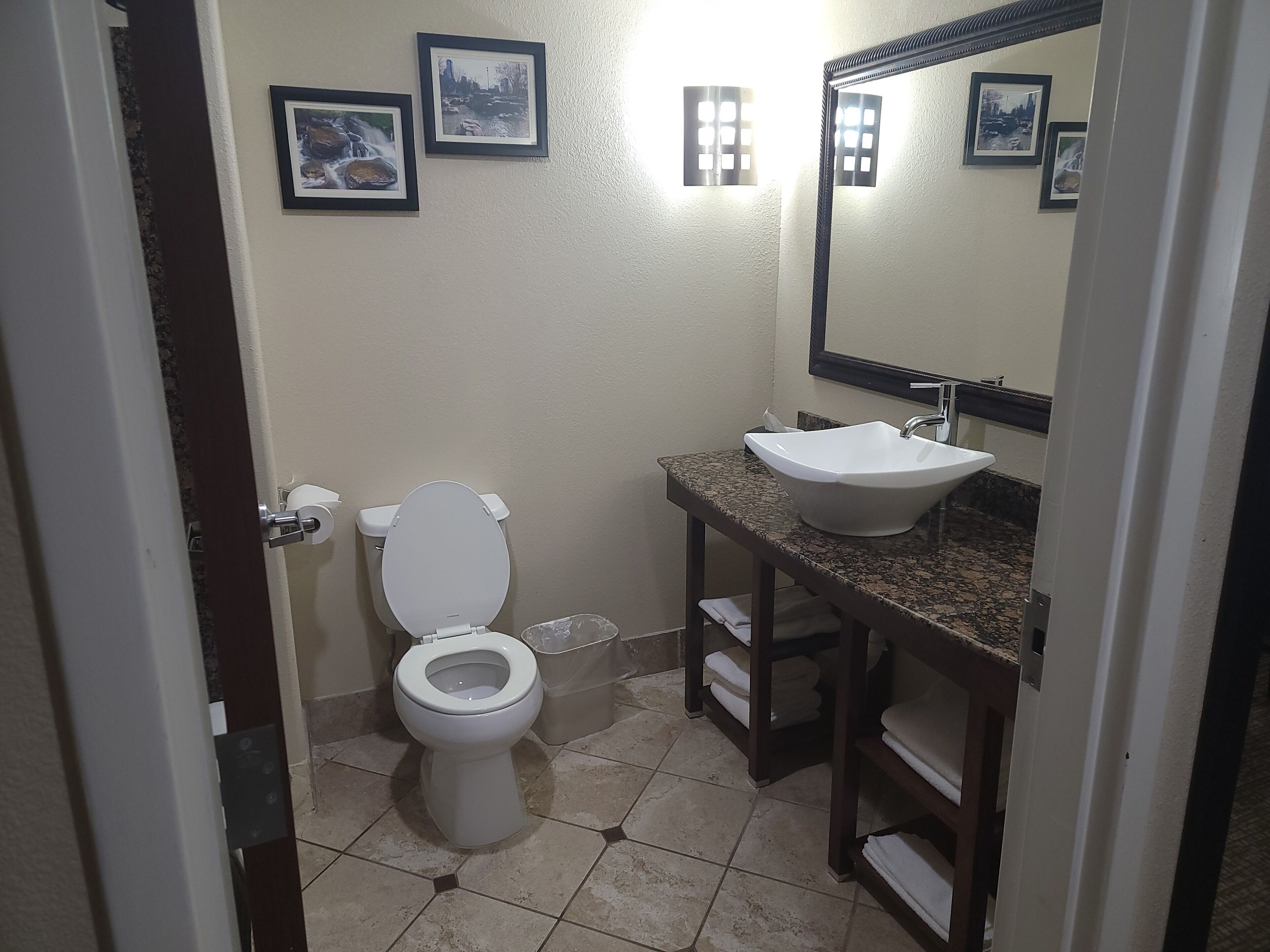 free toiletries, hair dryer, towels