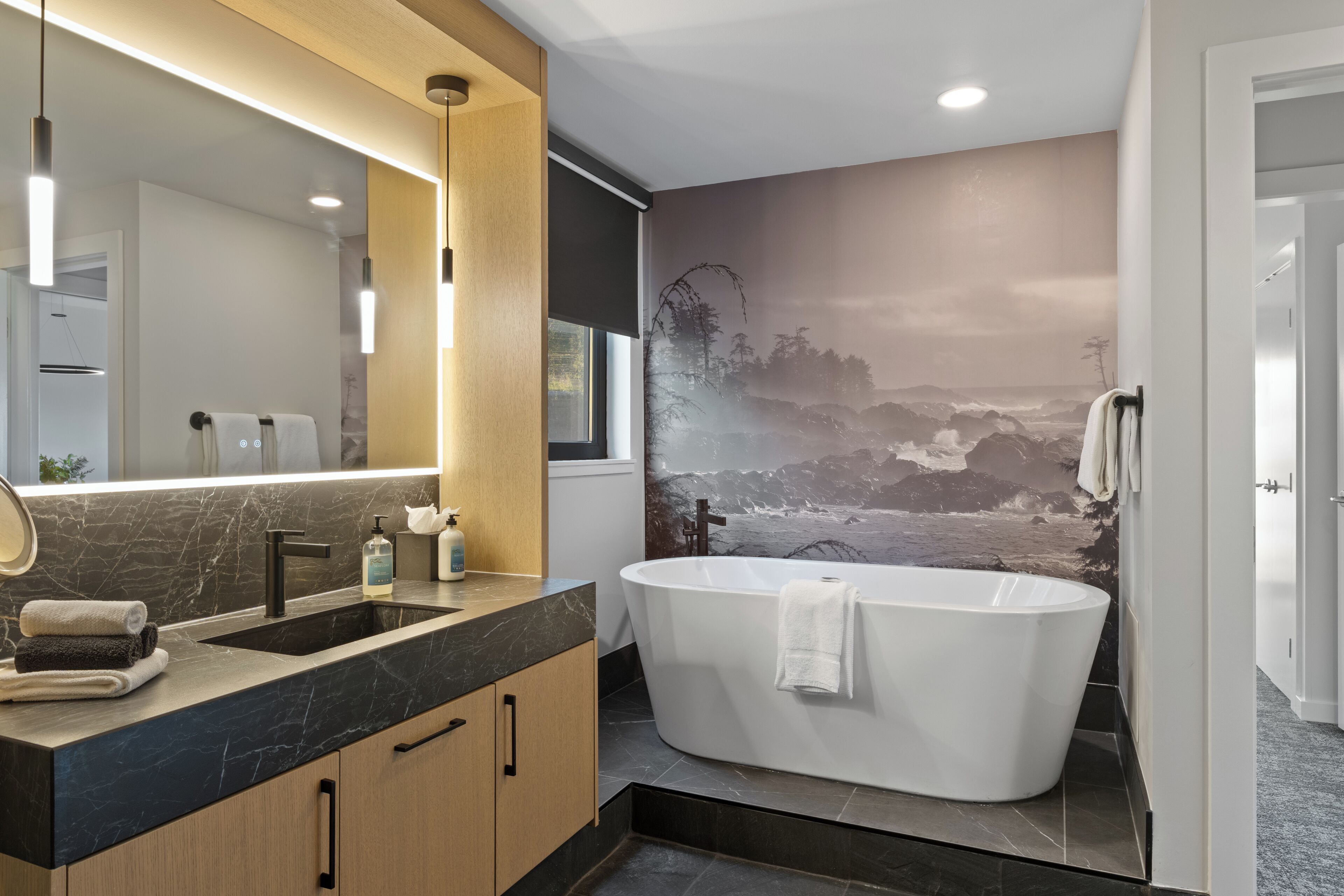 1 bedroom rainforest view | bathroom | separate bathtub and shower, deep-soaking bathtub, rainfall showerhead