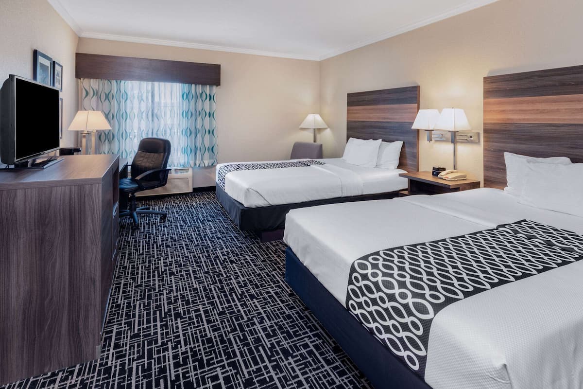 Room, 2 Queen Beds, Accessible, Smoking (Mobility,Hearing,Tub w/Grab Bars) | Premium bedding, desk, laptop workspace, blackout drapes