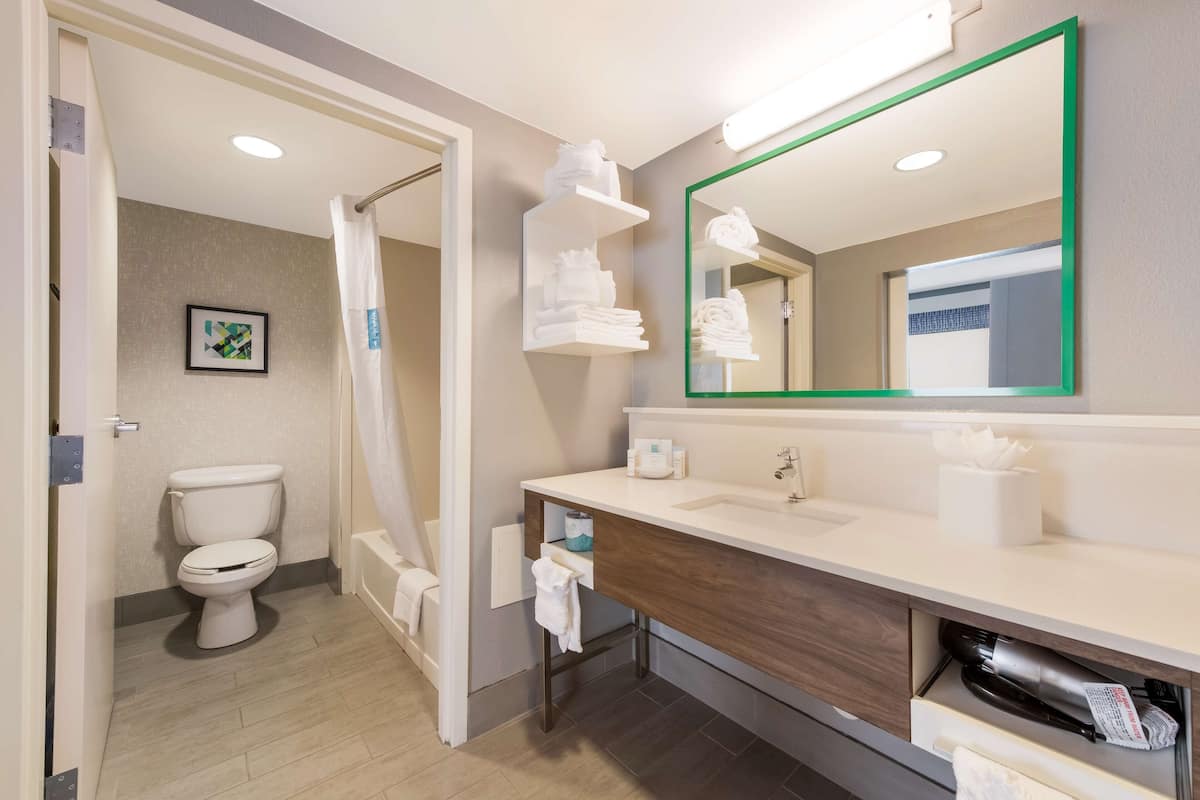 room | bathroom | combined shower/bathtub, hair dryer, towels