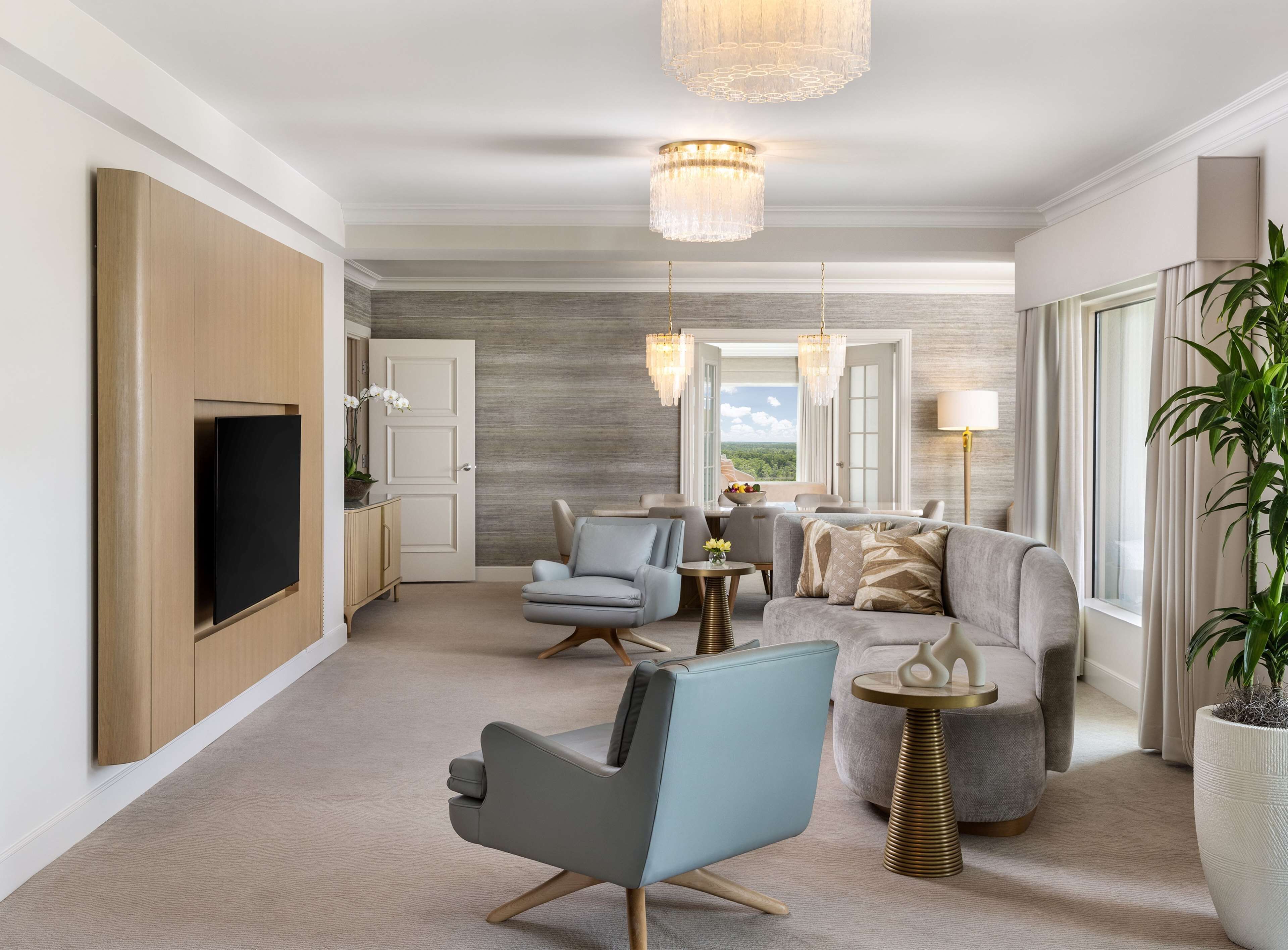 presidential suite, 1 king bed | living area | 55-inch lcd tv with cable channels, tv, pay films