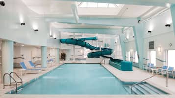 Indoor pool, open 7:00 AM to 10:00 PM, sun loungers