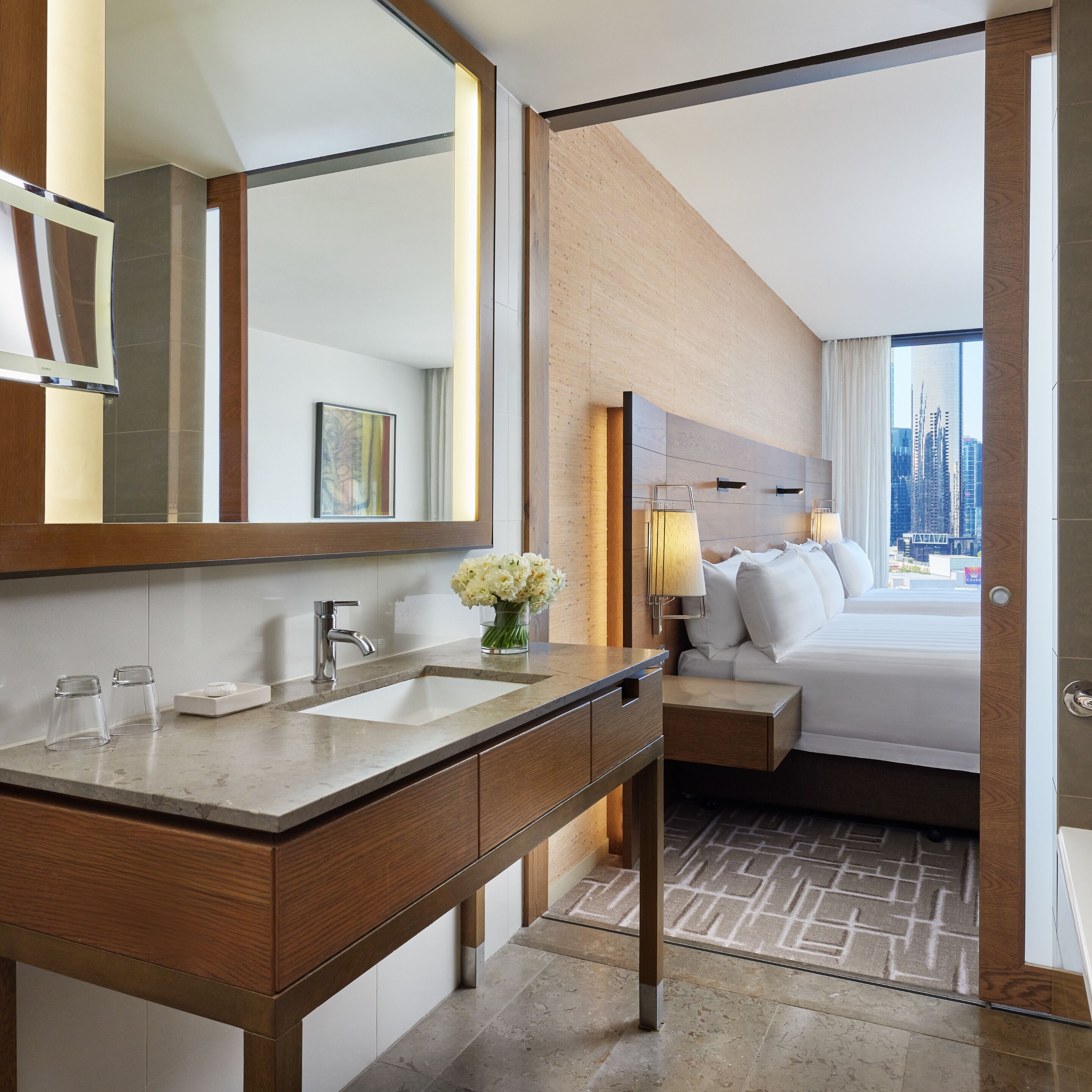 family queen room | bathroom | separate bathtub and shower, deep-soaking bathtub, free toiletries