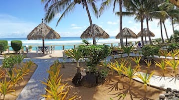 On the beach, beach towels, snorkelling