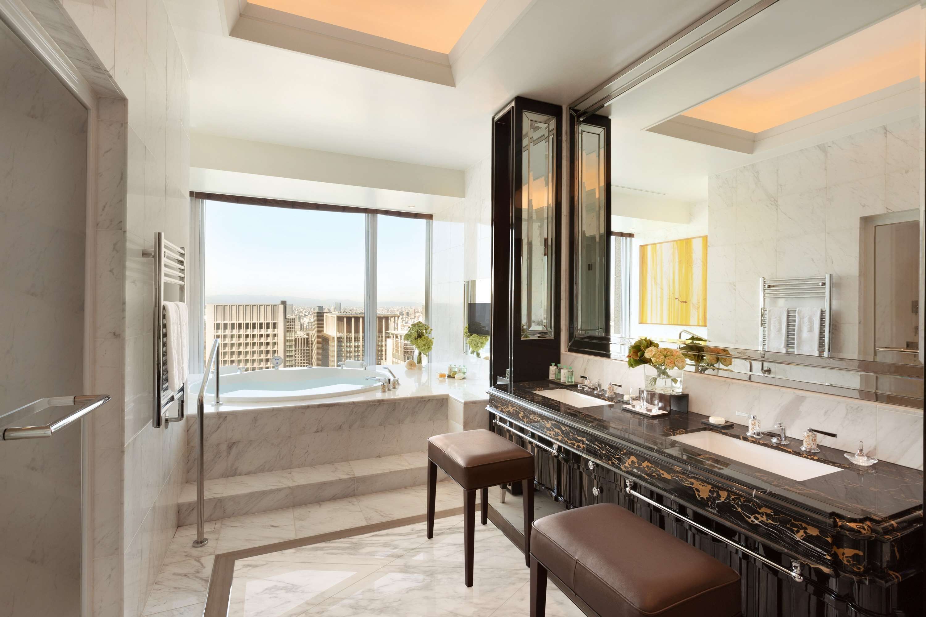 presidential suite | bathroom | combined shower/bathtub, designer toiletries, hair dryer, bathrobes