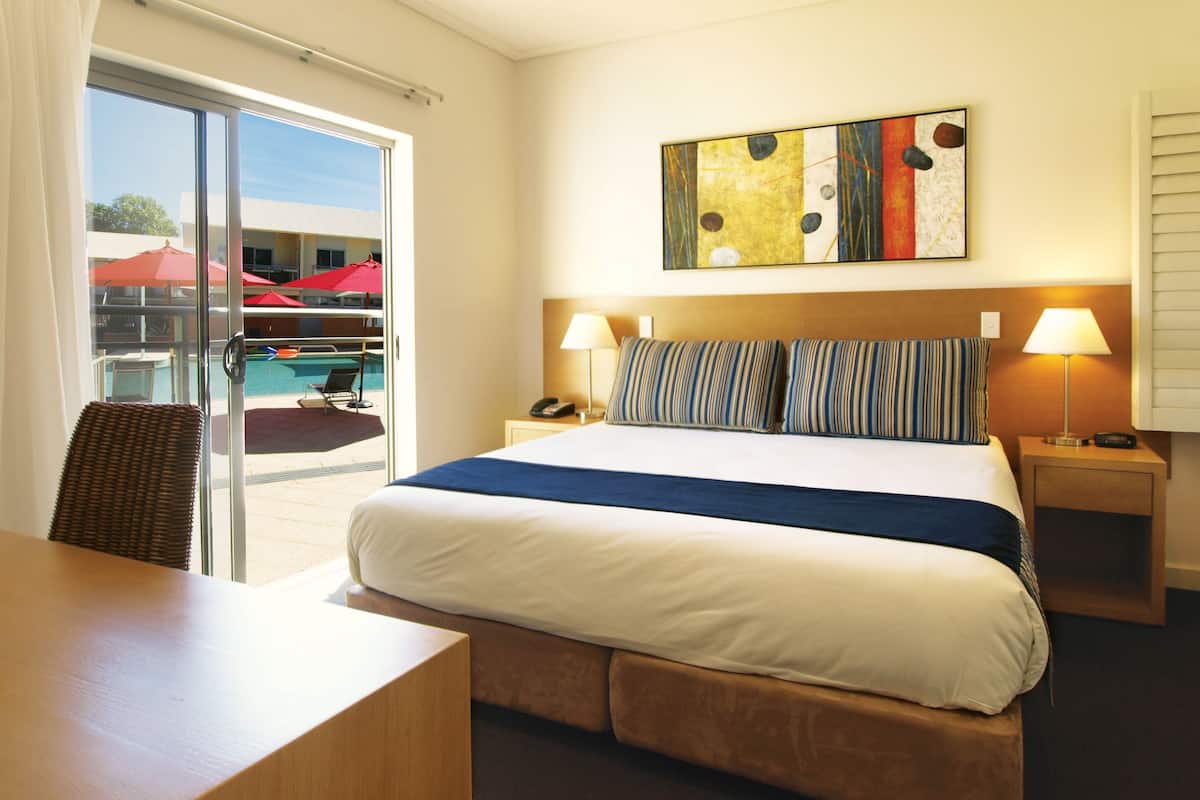 Premium bedding, pillowtop beds, desk, blackout drapes