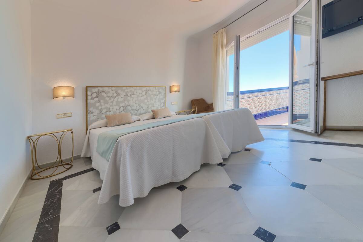 double room with terrace | premium bedding, free cots/infant beds, rollaway beds, bed sheets