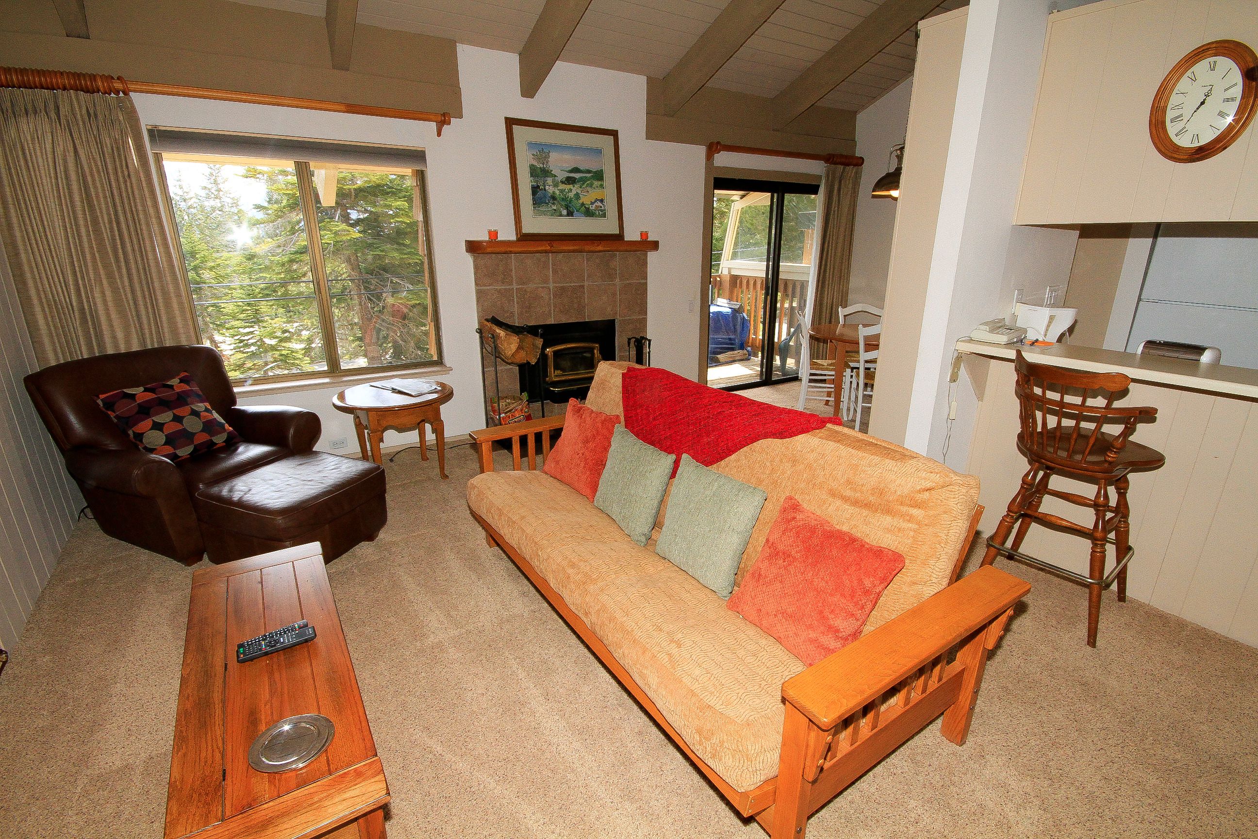 1-Bedroom Condo Loft | Living area | TV, fireplace, DVD player