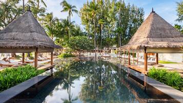 2 outdoor pools, open 7:00 AM to 6:00 PM, pool umbrellas, sun loungers