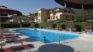 Outdoor pool, open 8:30 AM to 8:00 PM, pool umbrellas, sun loungers