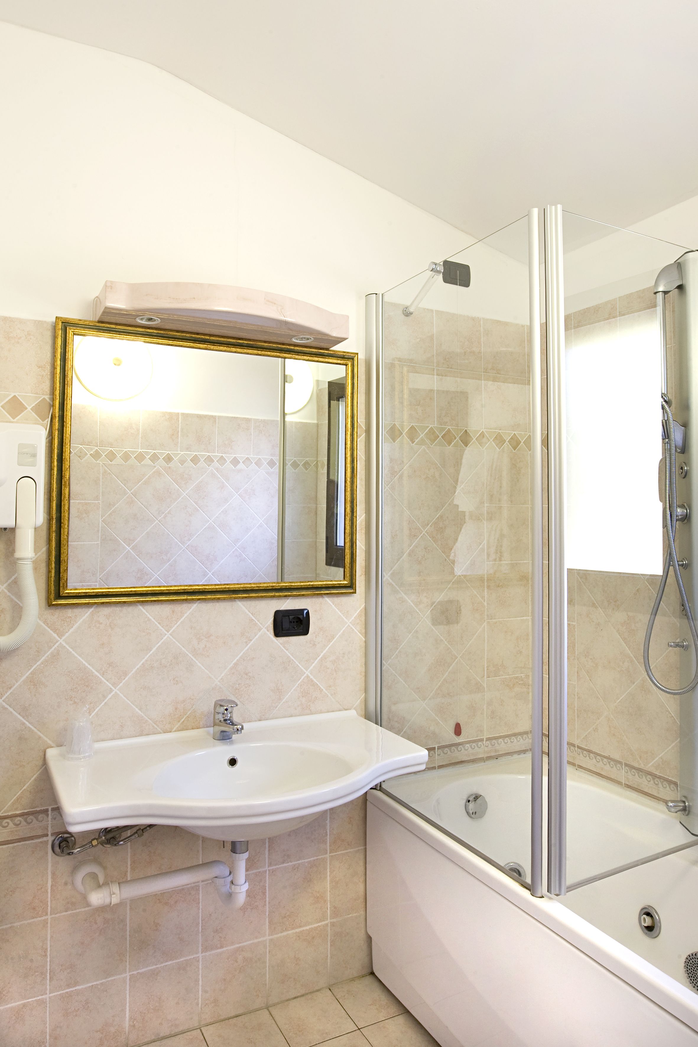 free toiletries, hair dryer, bidet, towels