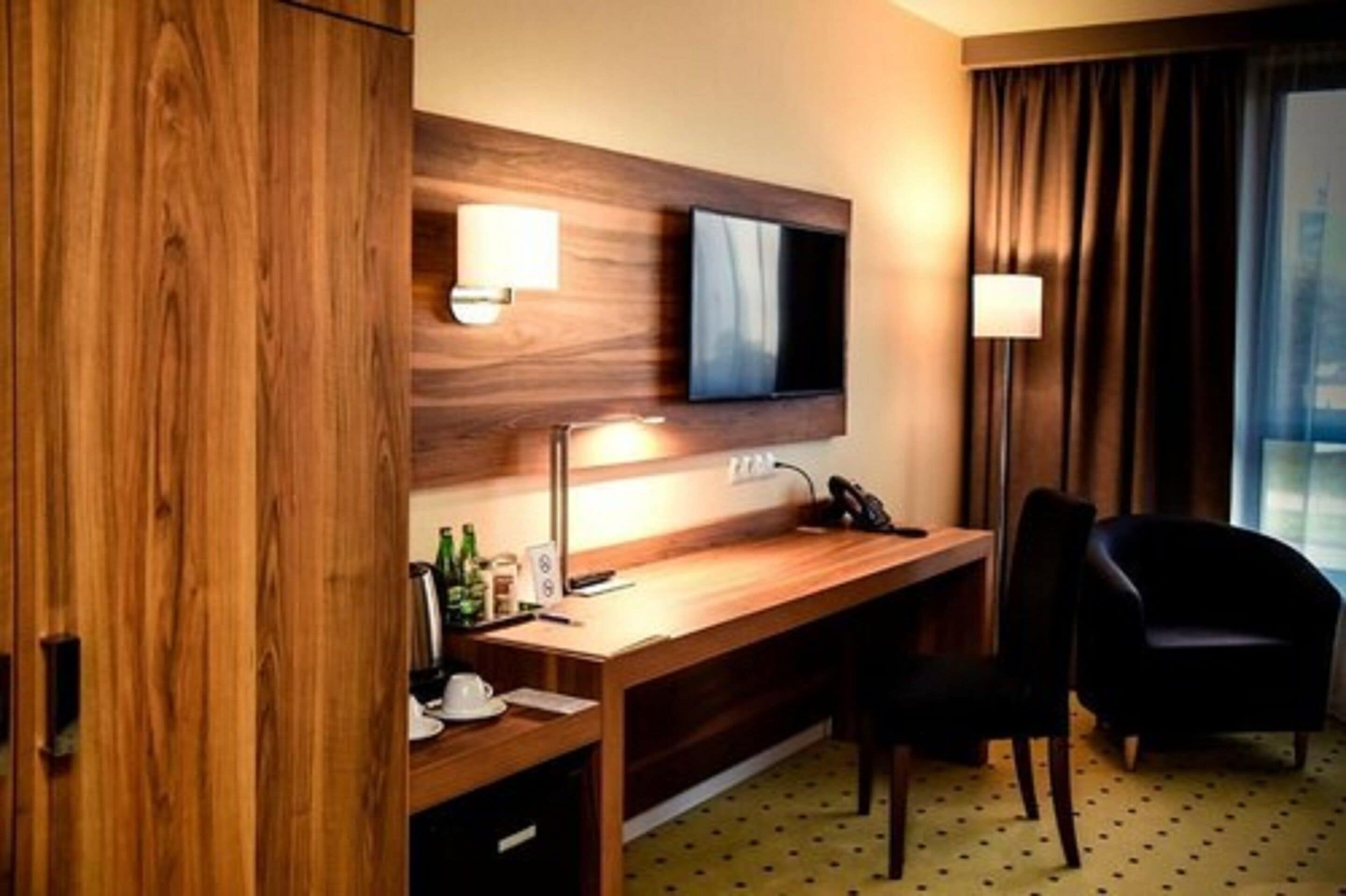 comfort single room | living area | 43-inch tv with cable channels