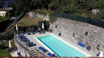 Outdoor pool, pool loungers