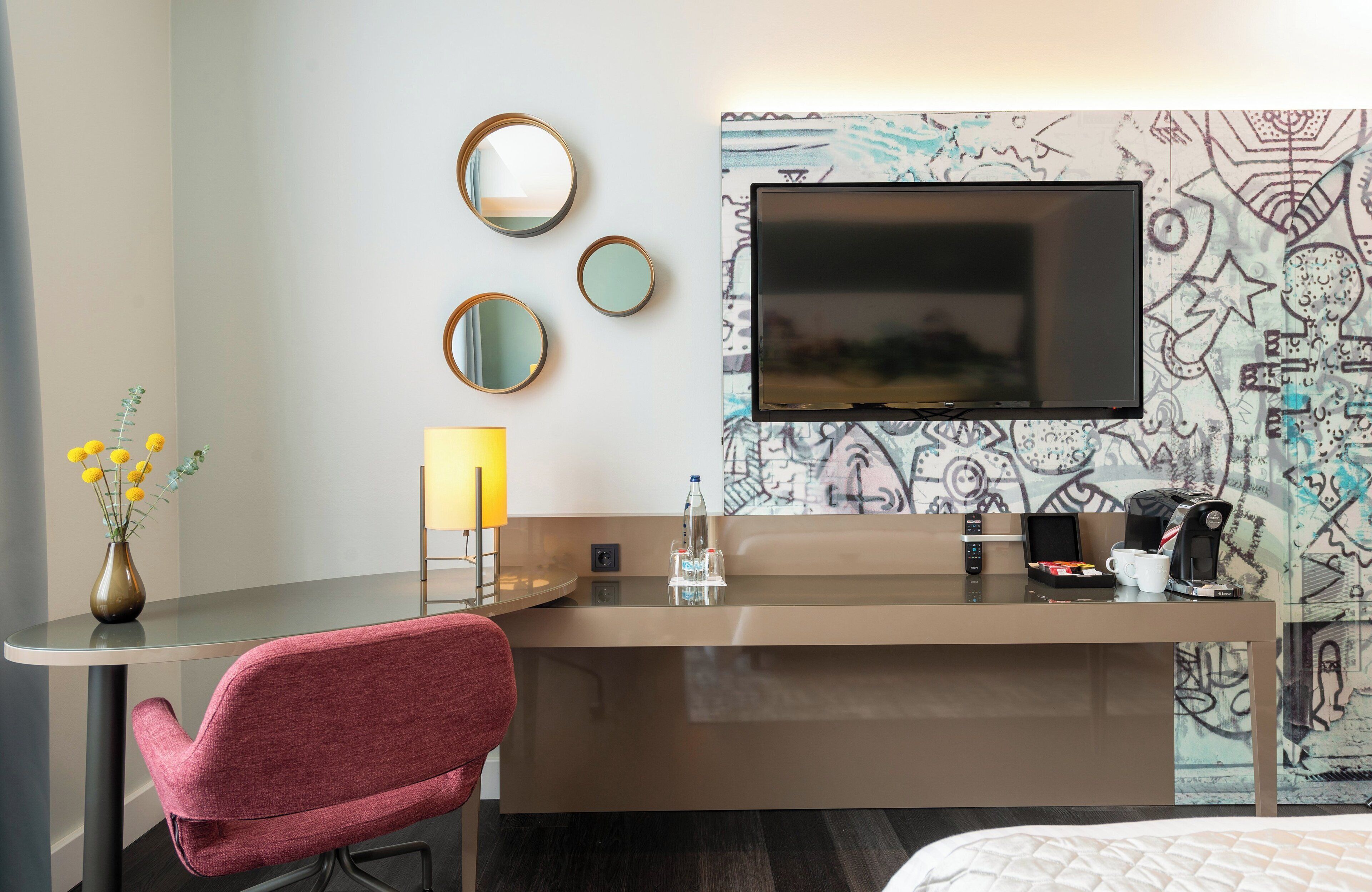 comfort room | in-room safe, desk, blackout curtains, soundproofing