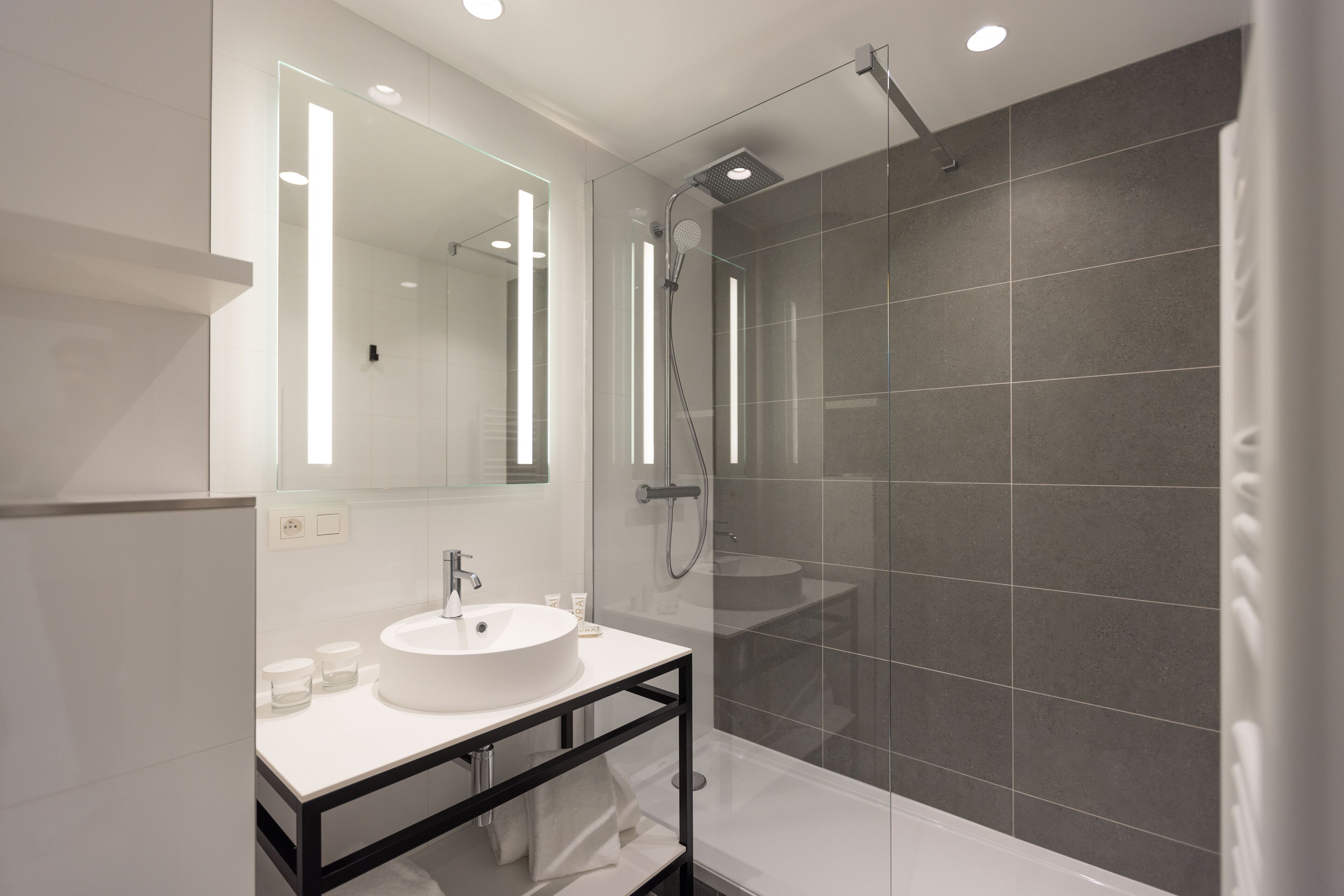 free toiletries, hair dryer, towels