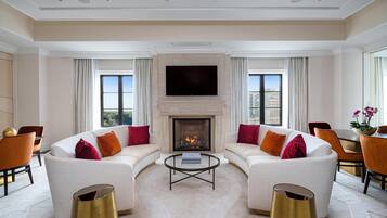 65-inch flat-screen TV with cable channels, TV, pay movies