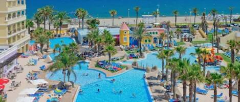 3 outdoor pools, sun loungers, lifeguards on site