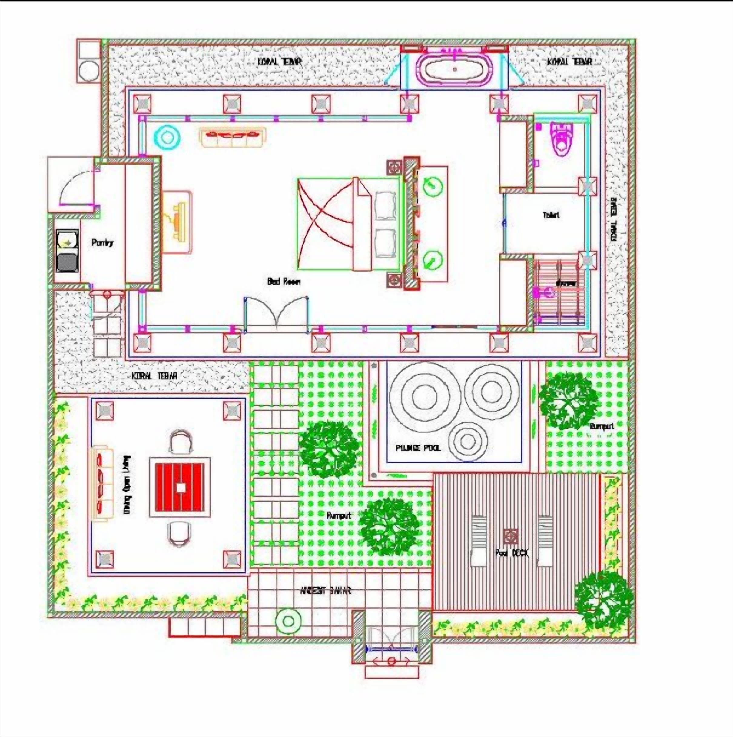 one bedroom deluxe villa with plunge pool (daily tea time at the dauh restaurant) | floor plan