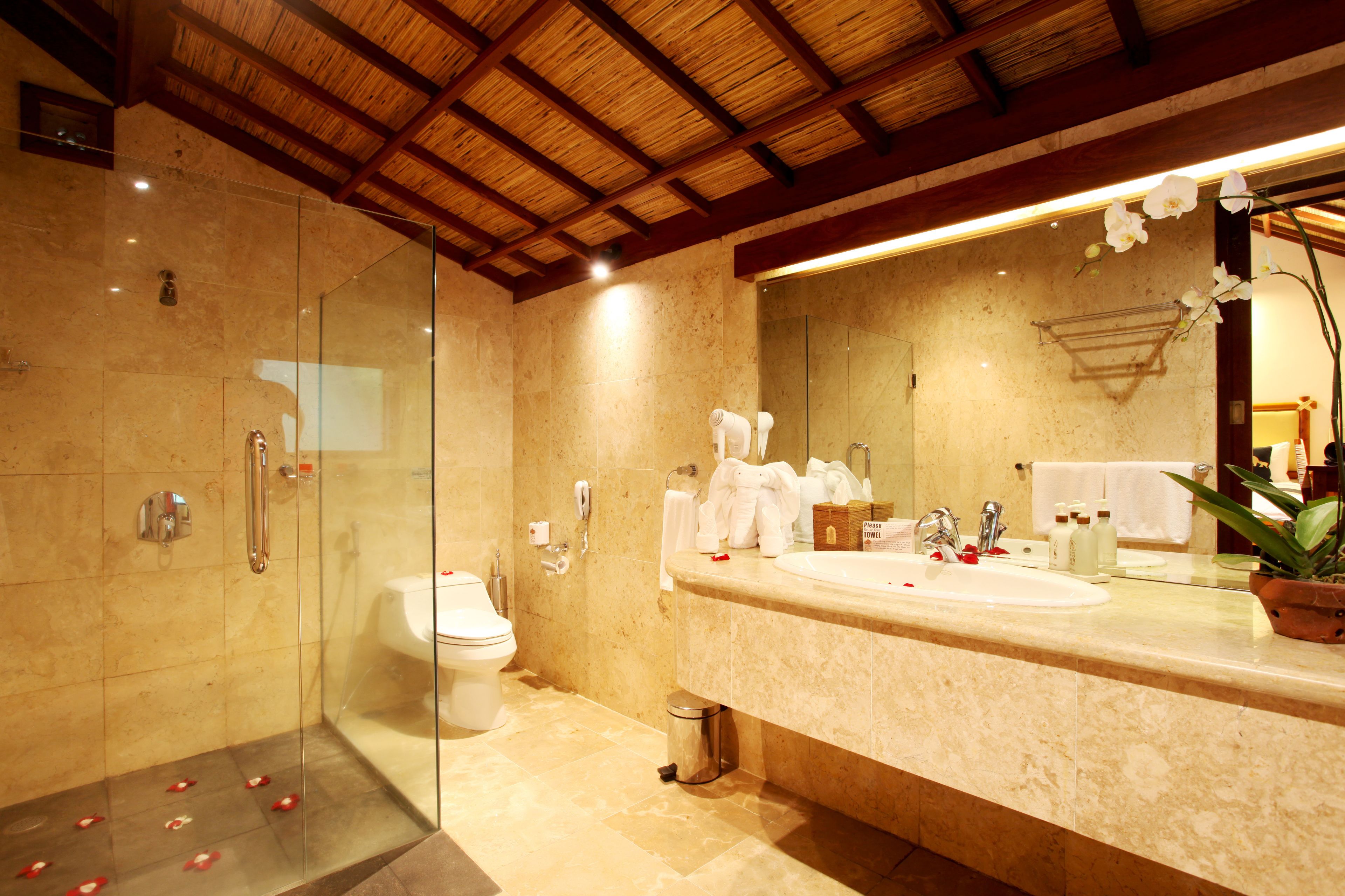 shower, free toiletries, hair dryer, dressing gowns