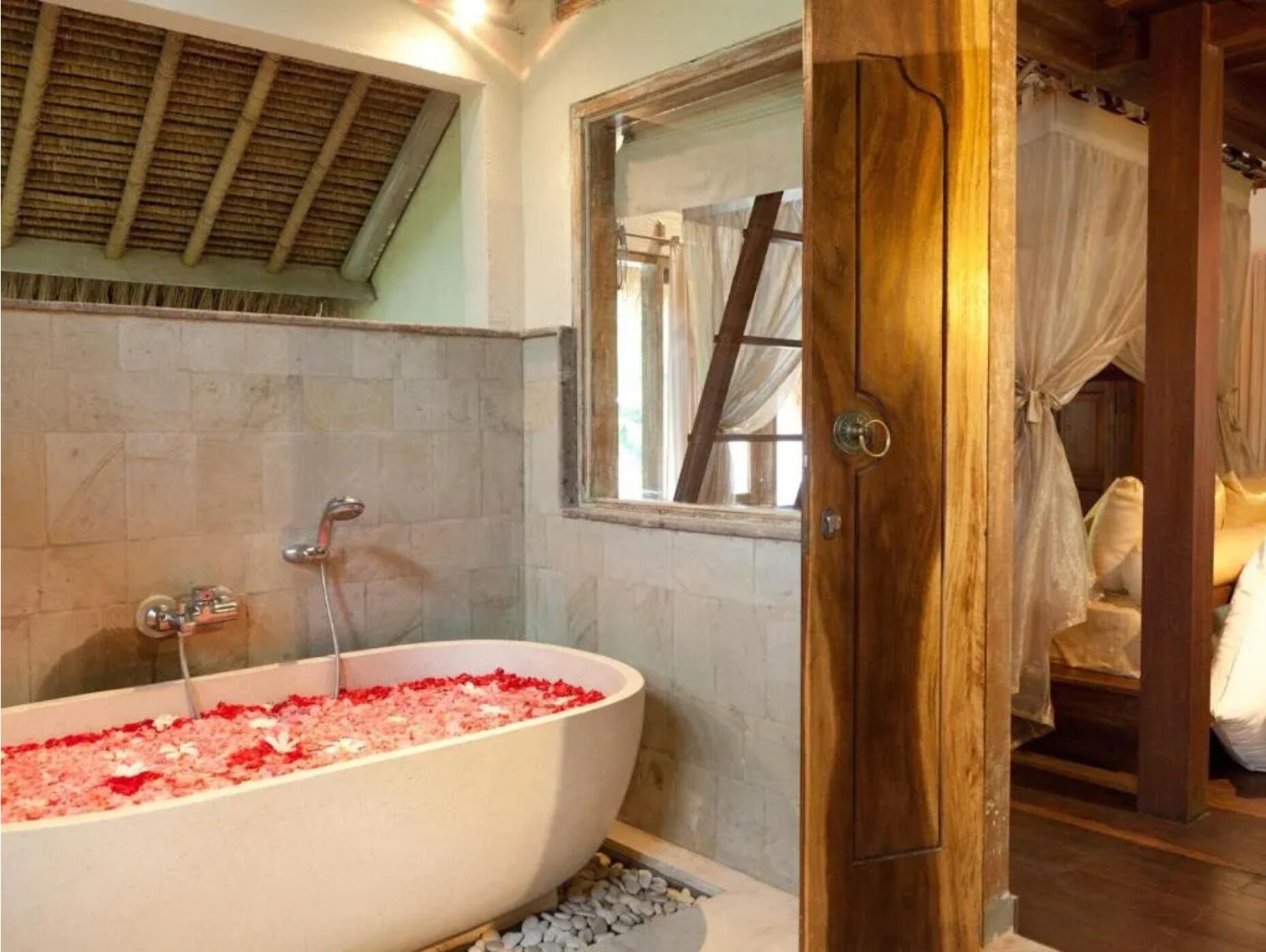 rainfall showerhead, free toiletries, hair dryer, bathrobes