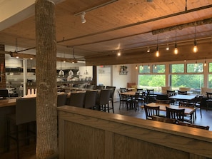 American cuisine, garden views